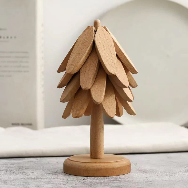 Wooden Leaves Design Coaster