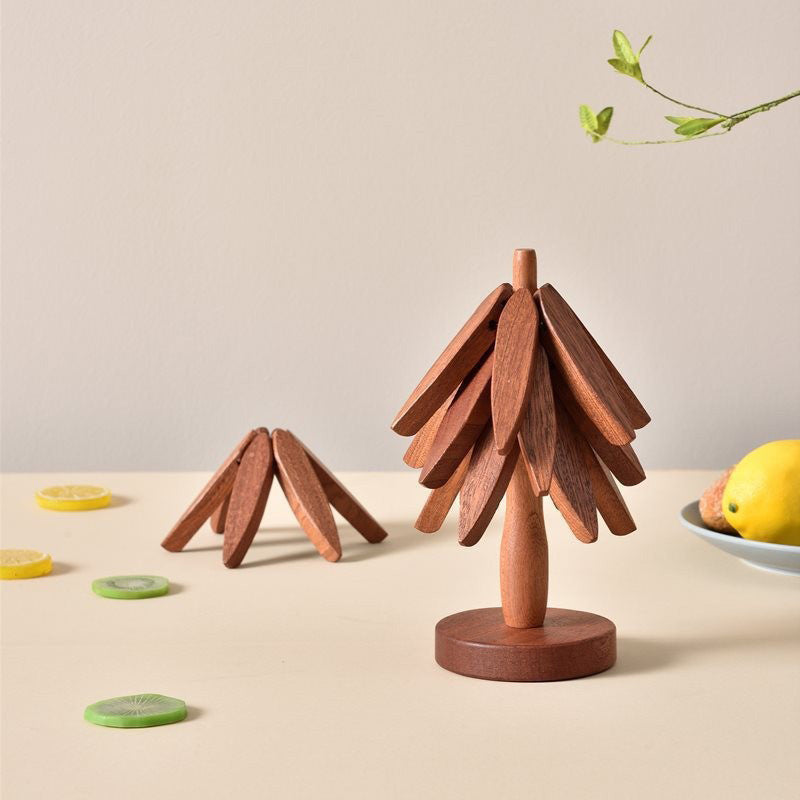 Wooden Leaves Design Coaster