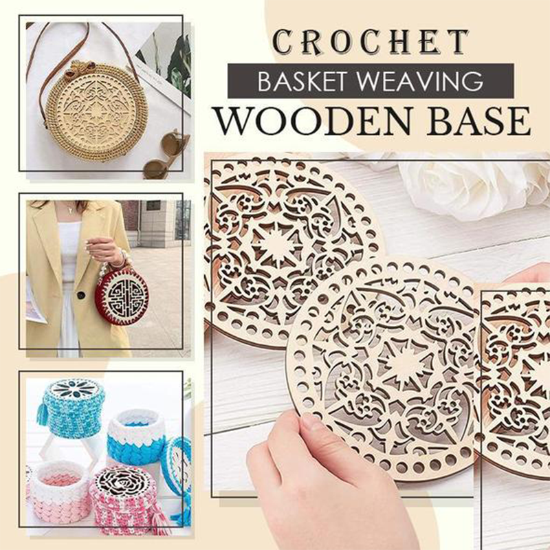 Crochet Basket Weaving Wooden Base (2PCS)