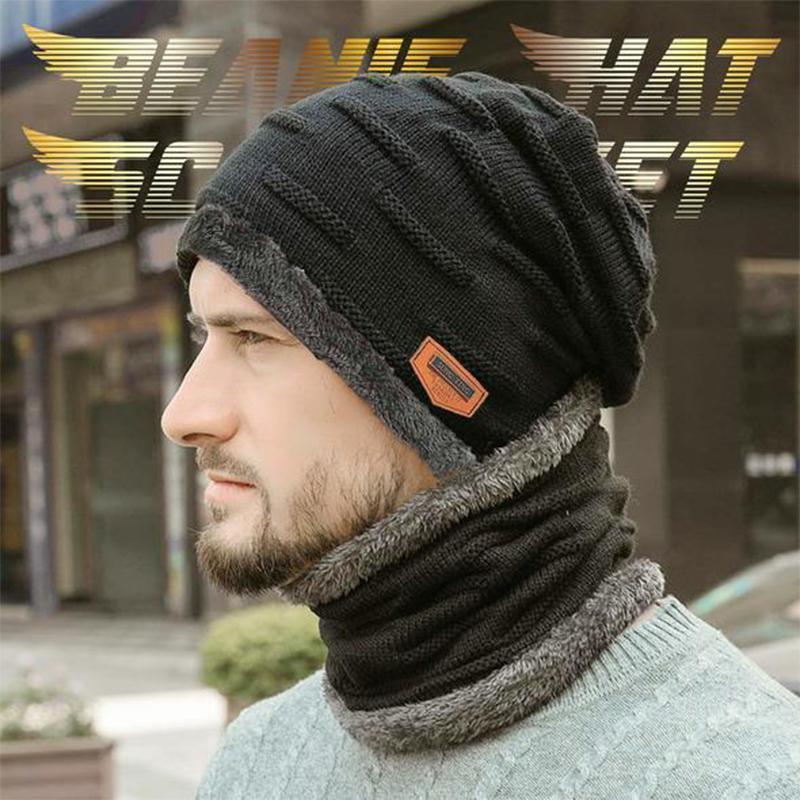 Warm Beanie Cap With Scarf