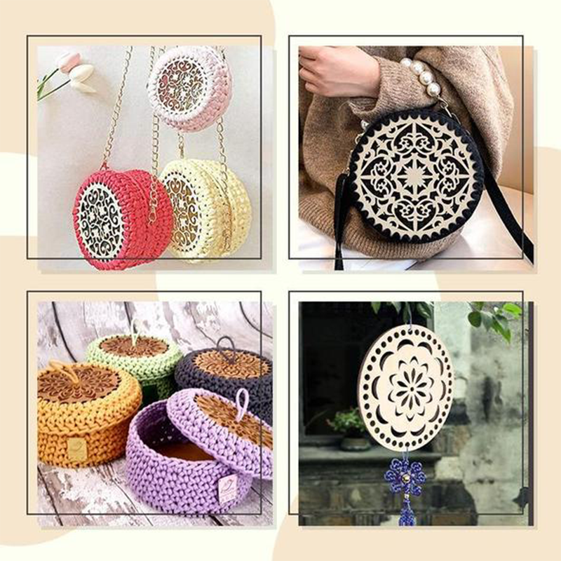 Crochet Basket Weaving Wooden Base (2PCS)