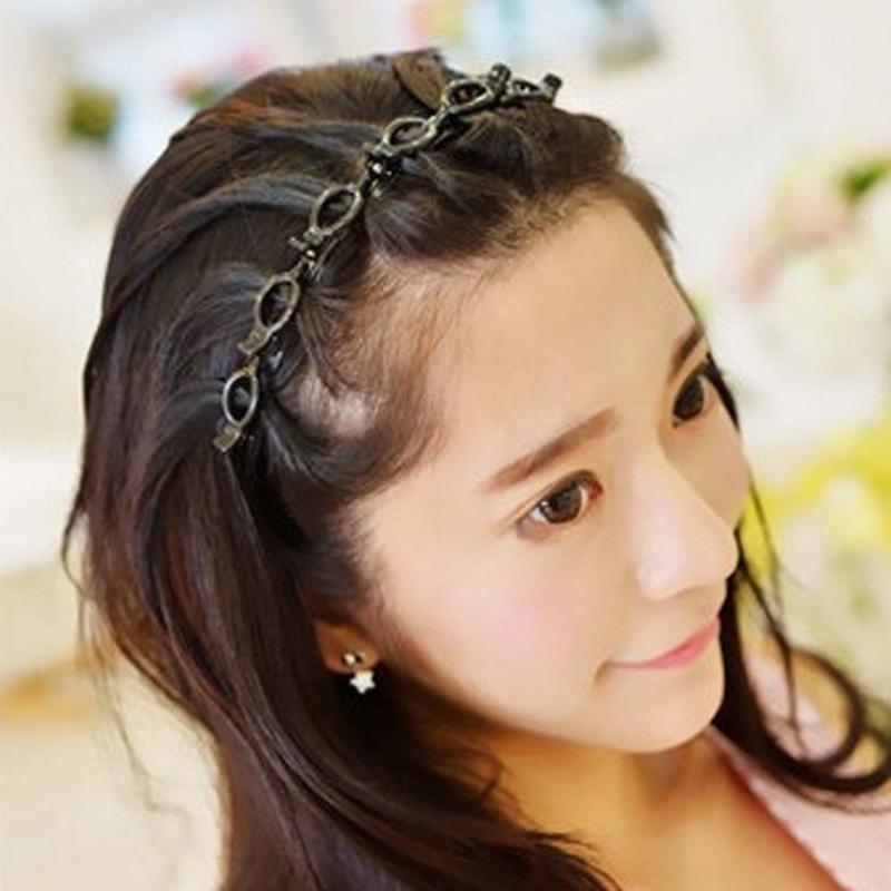 Double bangs hairstyle hairpin