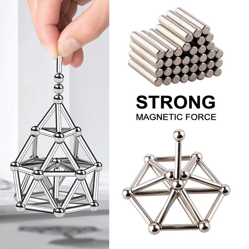 Magnetic Bars and Balls, Construction Sets, Puzzle Stacking Game Sculpture Desk Toys