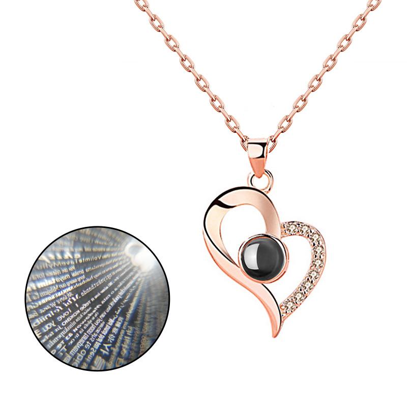 Love Projection Heart Necklace (I Love You in 100 Languages)