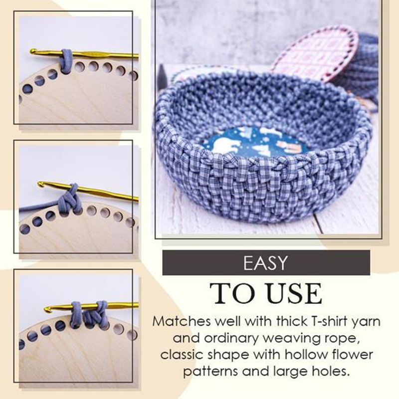 Crochet Basket Weaving Wooden Base (2PCS)