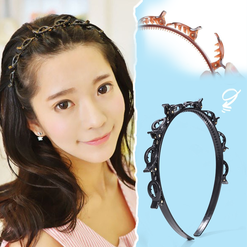 Double bangs hairstyle hairpin