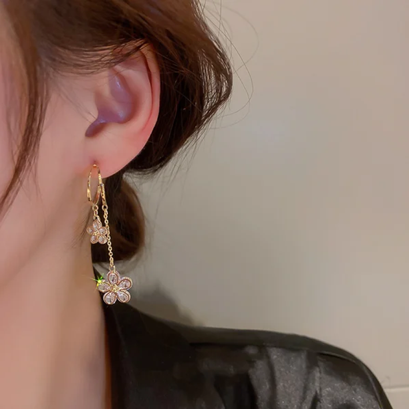 Crystal Flower Style Zircon Earrings