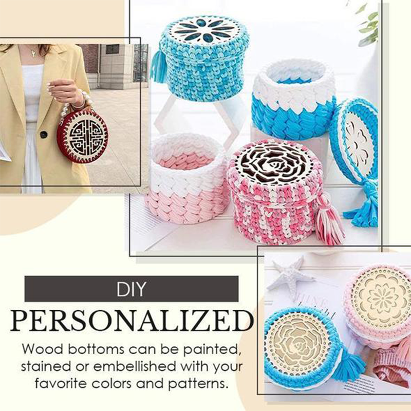 Crochet Basket Weaving Wooden Base (2PCS)