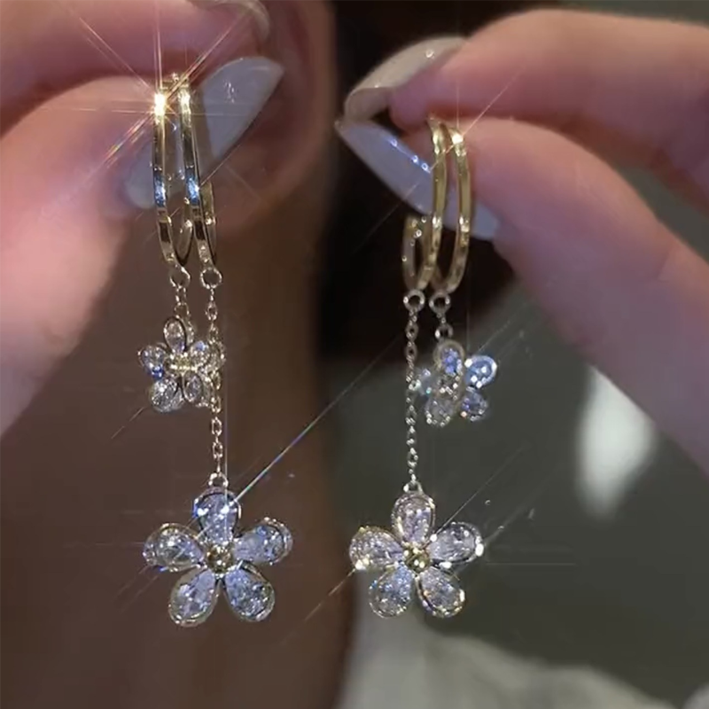 Crystal Flower Style Zircon Earrings