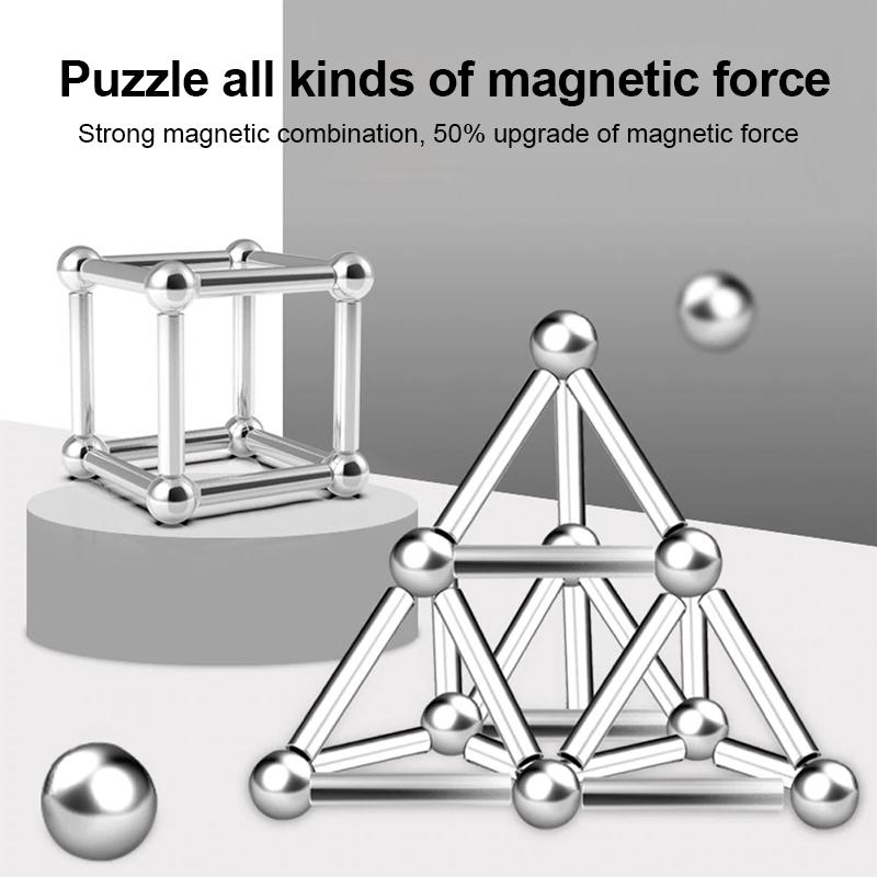 Magnetic Bars and Balls, Construction Sets, Puzzle Stacking Game Sculpture Desk Toys