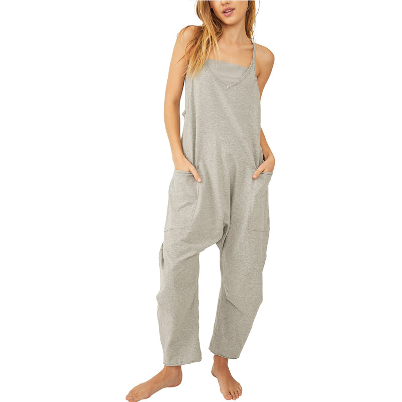 Solid V-Neck Sling Pocket Jumpsuit – ferristale