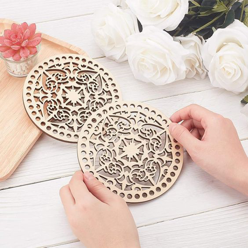 Crochet Basket Weaving Wooden Base (2PCS)