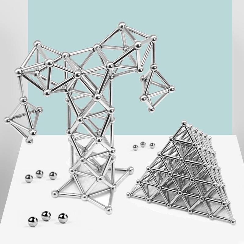 Magnetic Bars and Balls, Construction Sets, Puzzle Stacking Game Sculpture Desk Toys